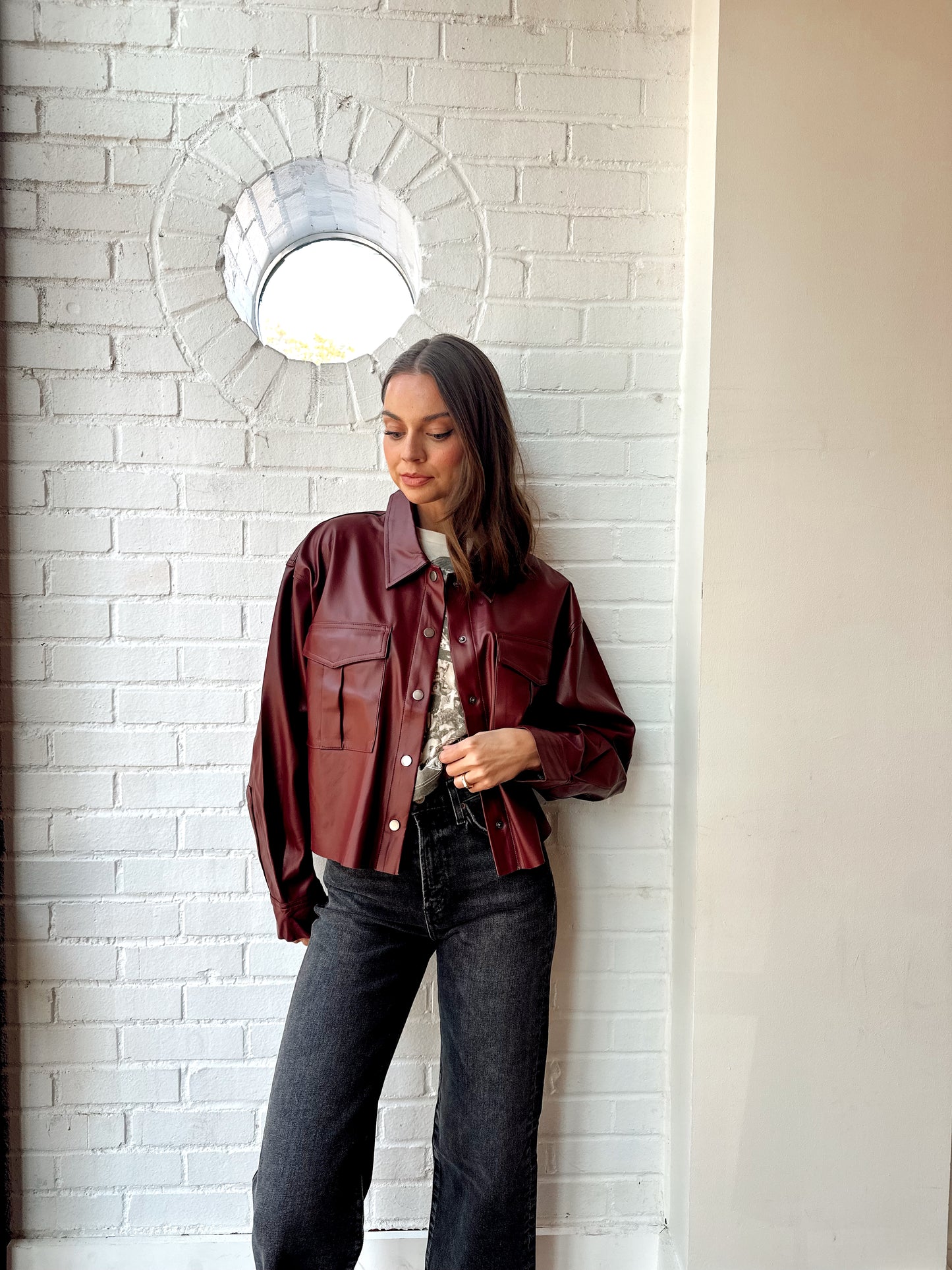 JUSTINE VEGAN LEATHER TOP