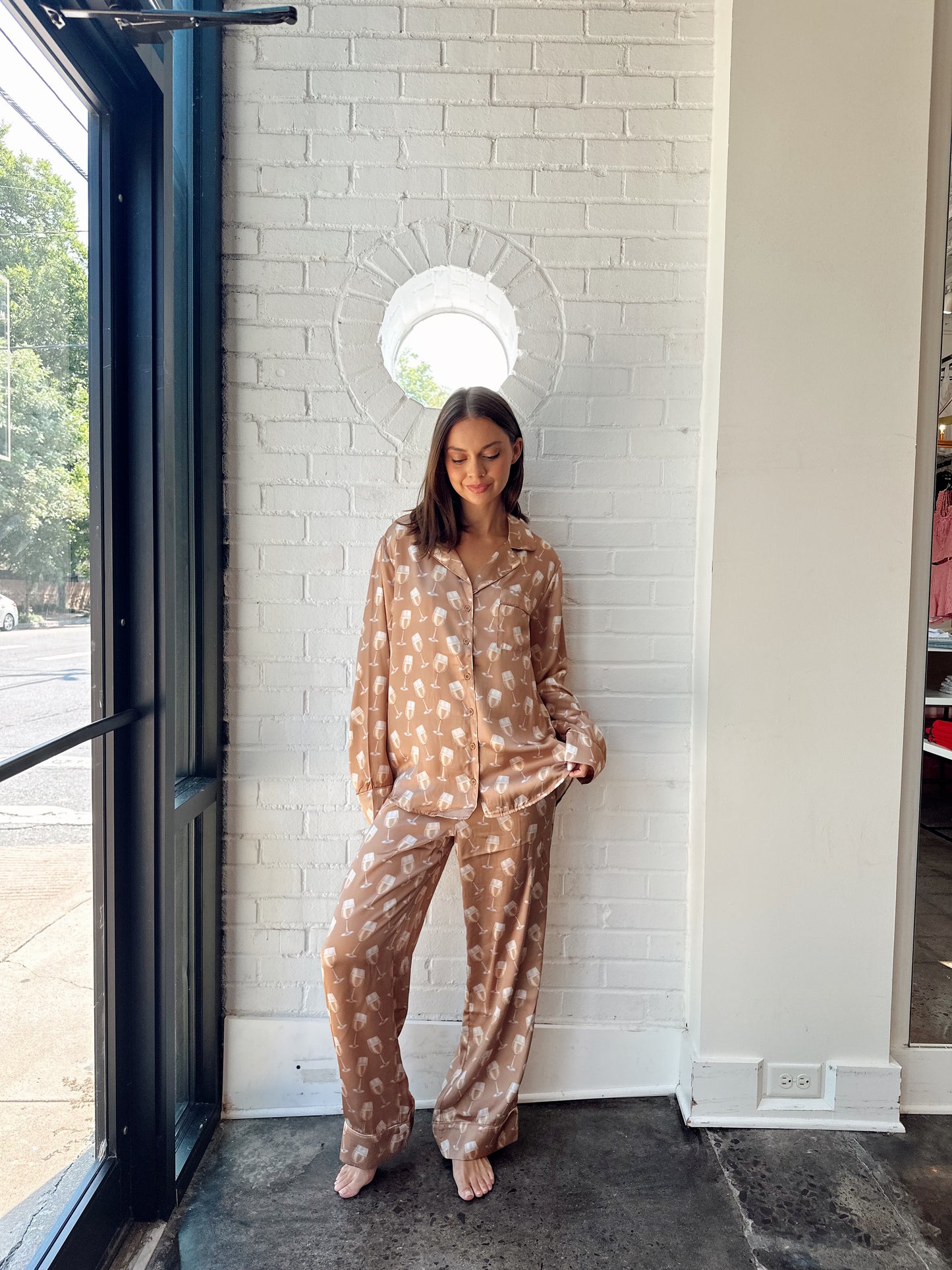 CLASSIC PJ SET- WINE SILKY