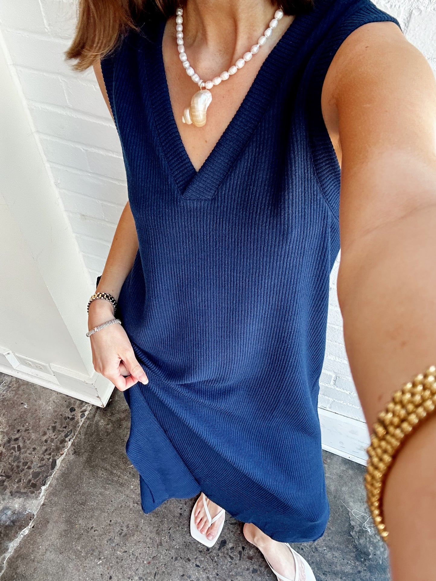 COAST V-NECK RIBBED MAXI