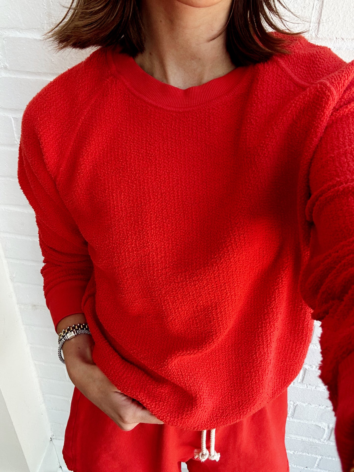 ZIGGY REVERSE FLEECE LS CREW