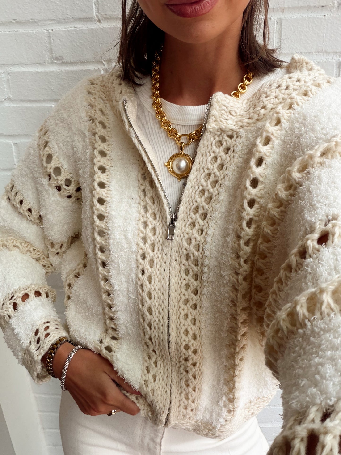 FLUFFY CLOUDS ZIP SWEATER