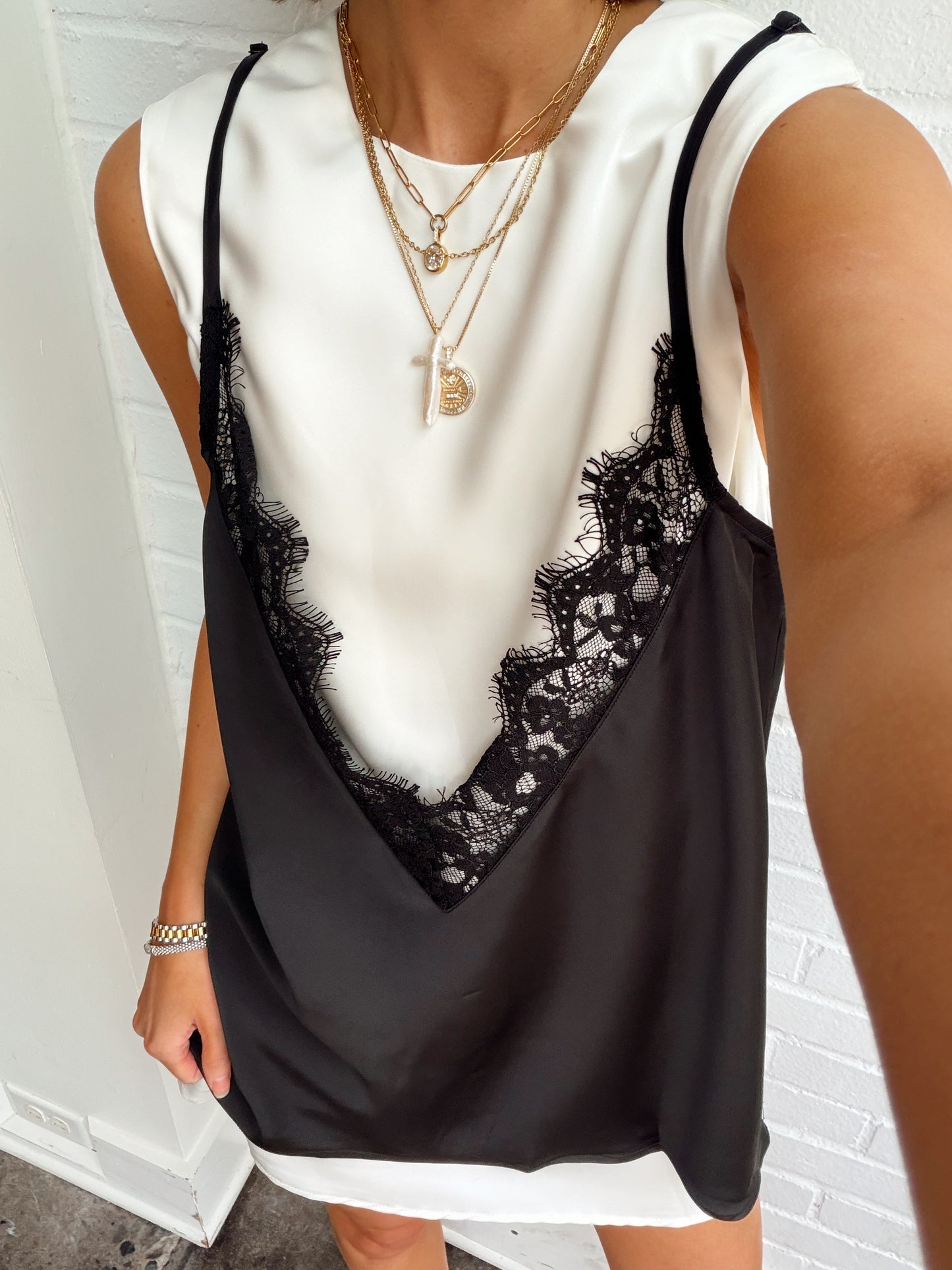 LAYERED LACE SLIP DRESS