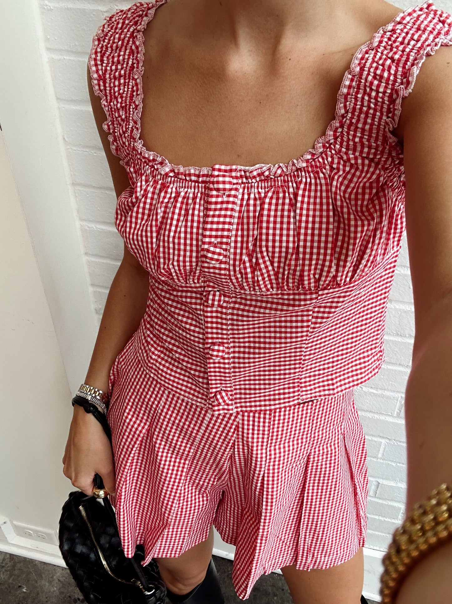 GINGHAM TOP+SHORT SET