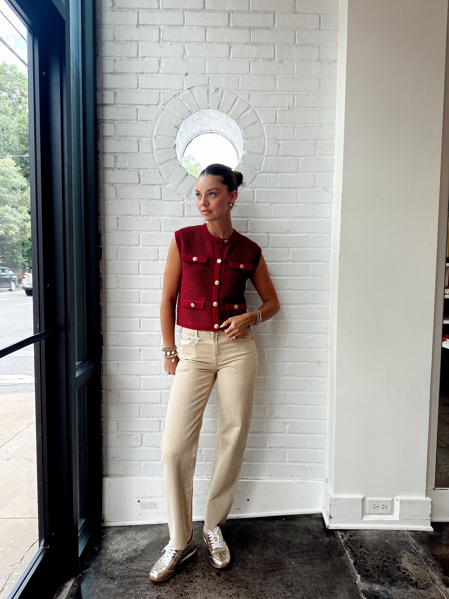 SELENA BUTTON KNIT TOP