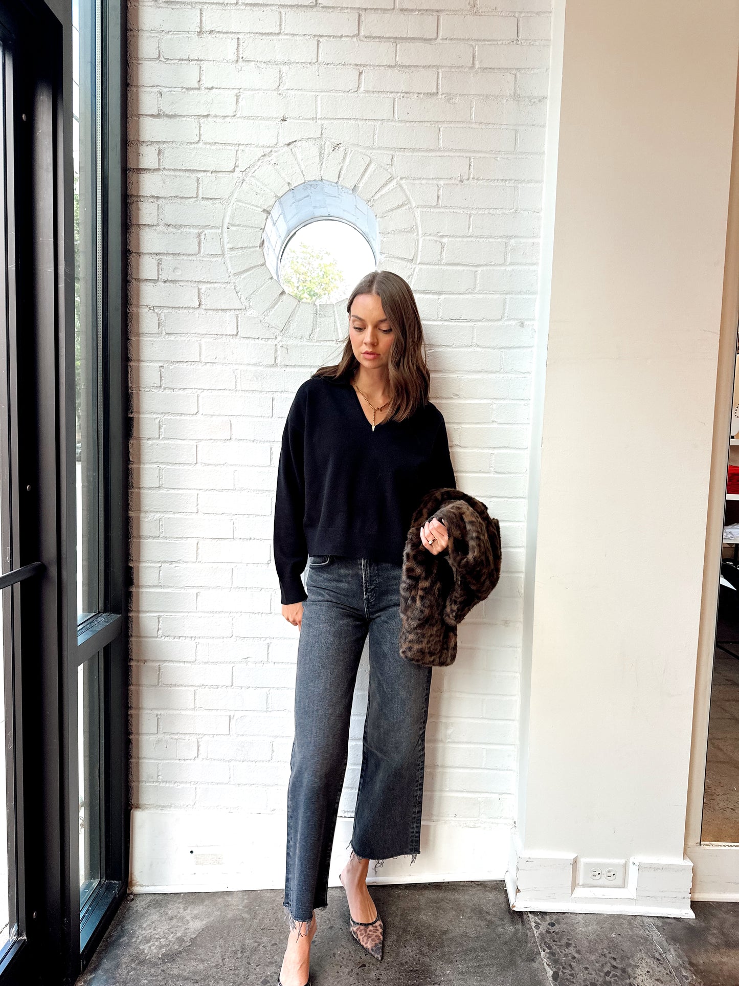 SLOANE KNIT COLLARED PULLOVER