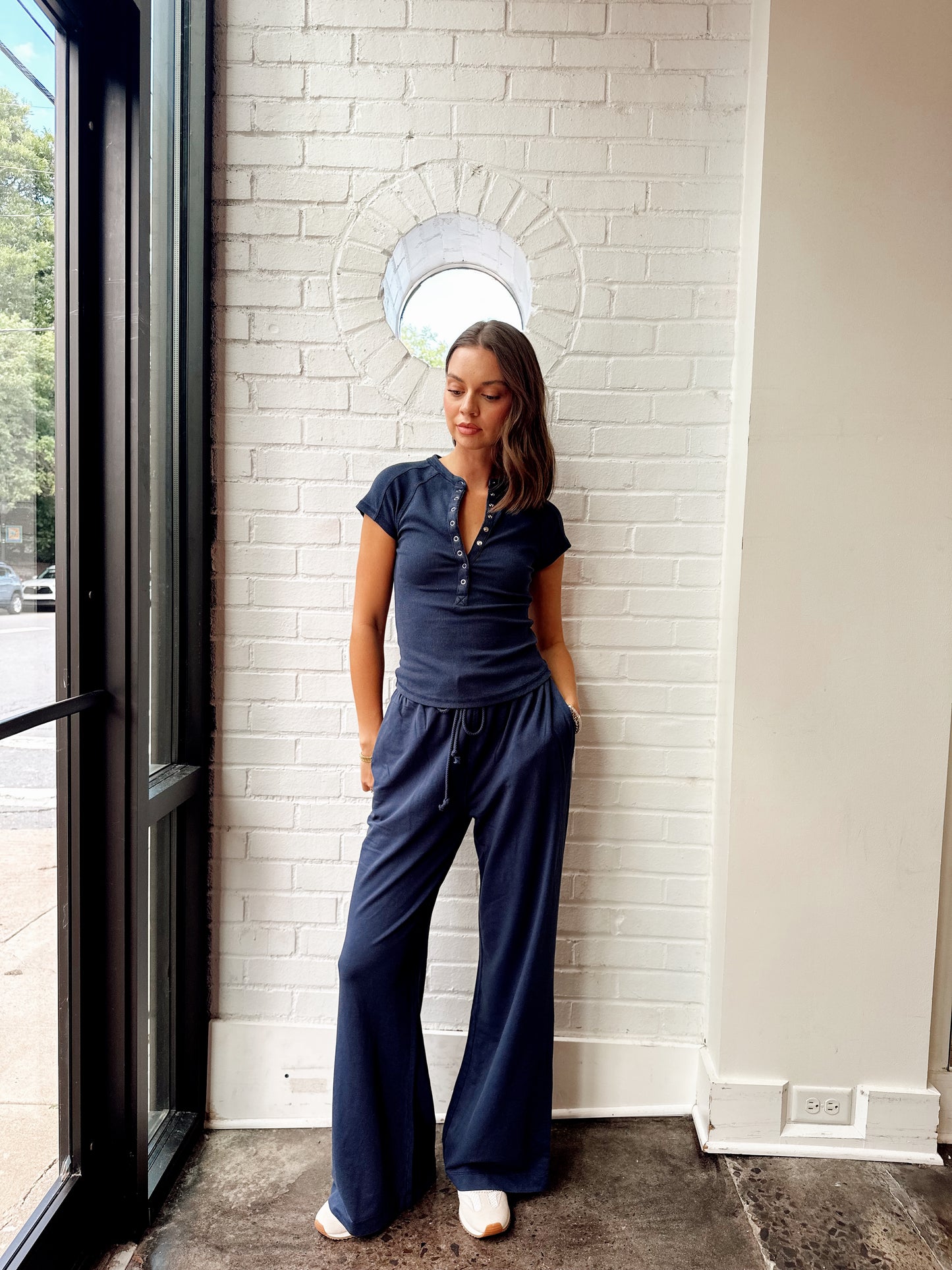 KNIT TEE + WIDE LEG PANT SET