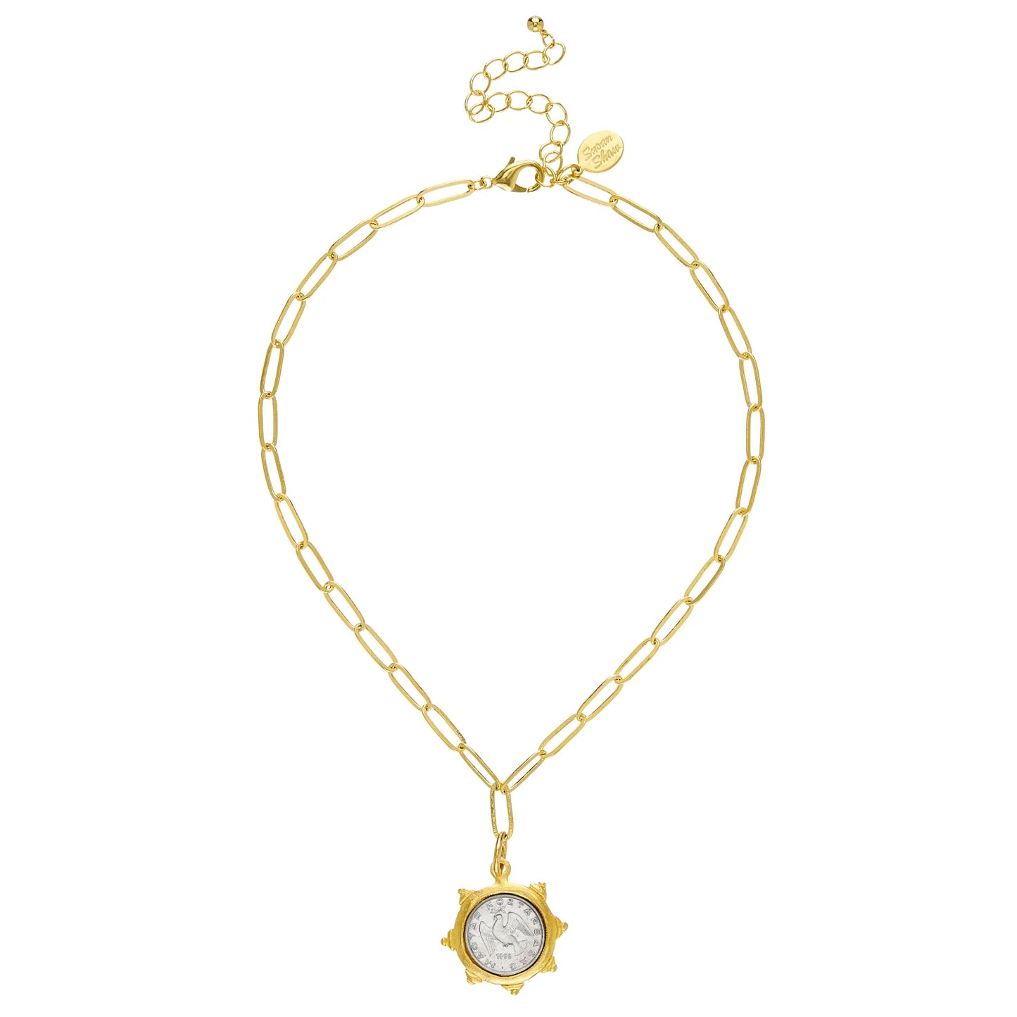 DOVE COIN PAPERCLIP NECKLACE
