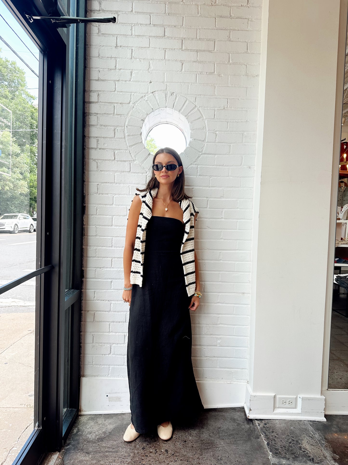 AMBER STRAPLESS LINEN DRESS