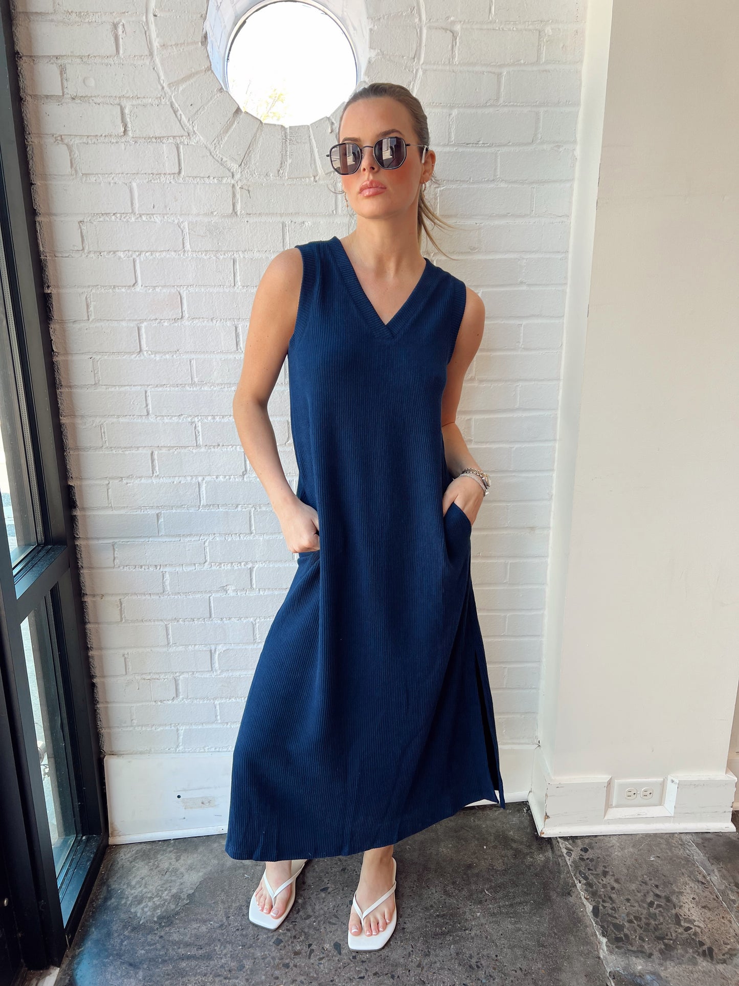 COAST V-NECK RIBBED MAXI