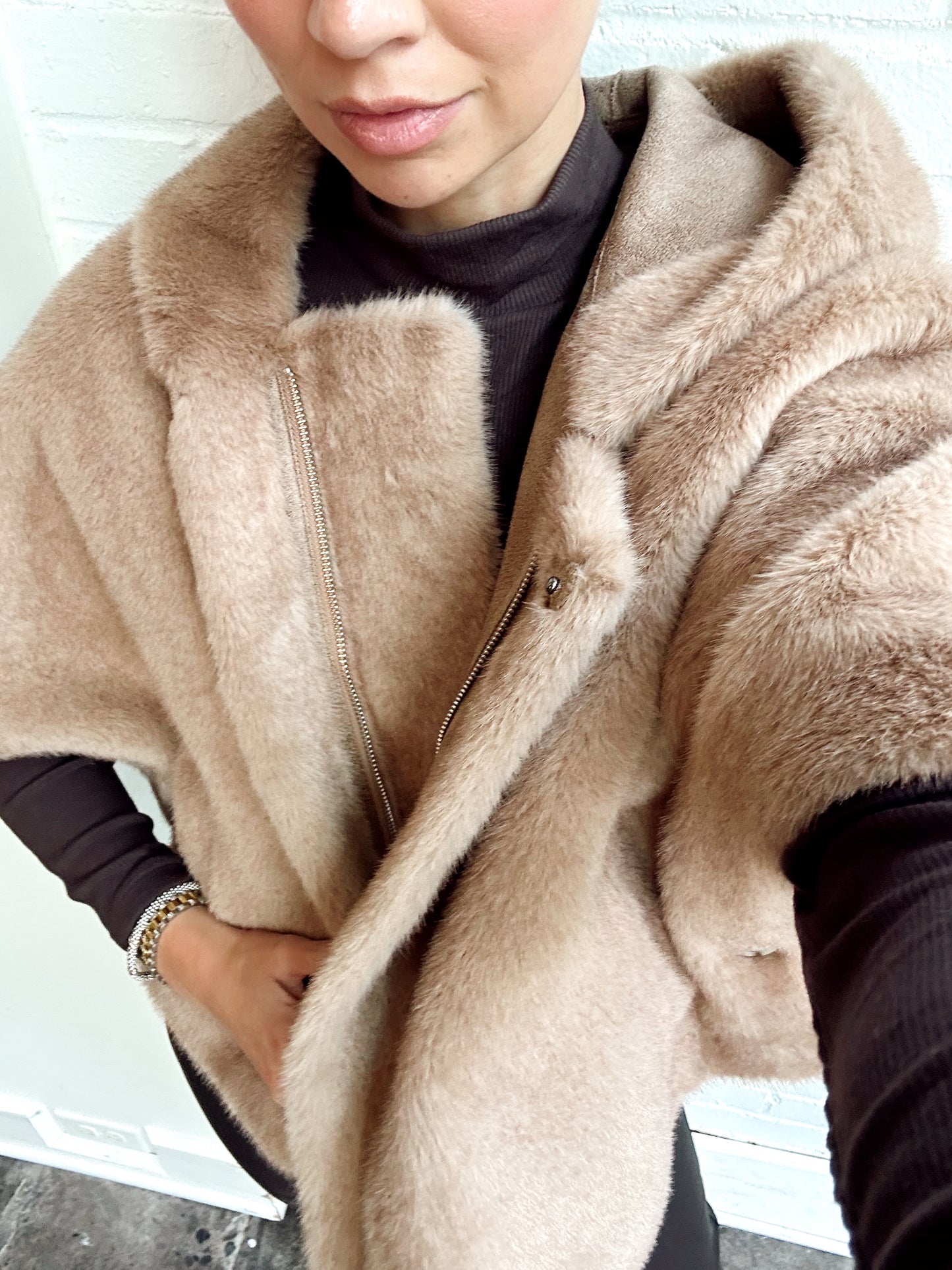 FUR HOODED VEST