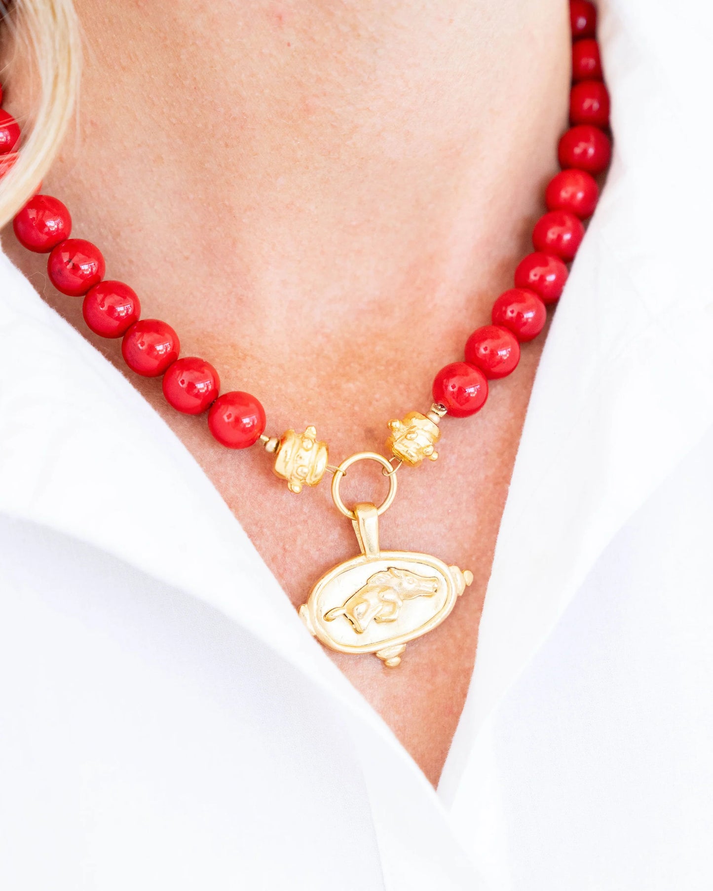 RAZORBACK RED CORAL NECKLACE