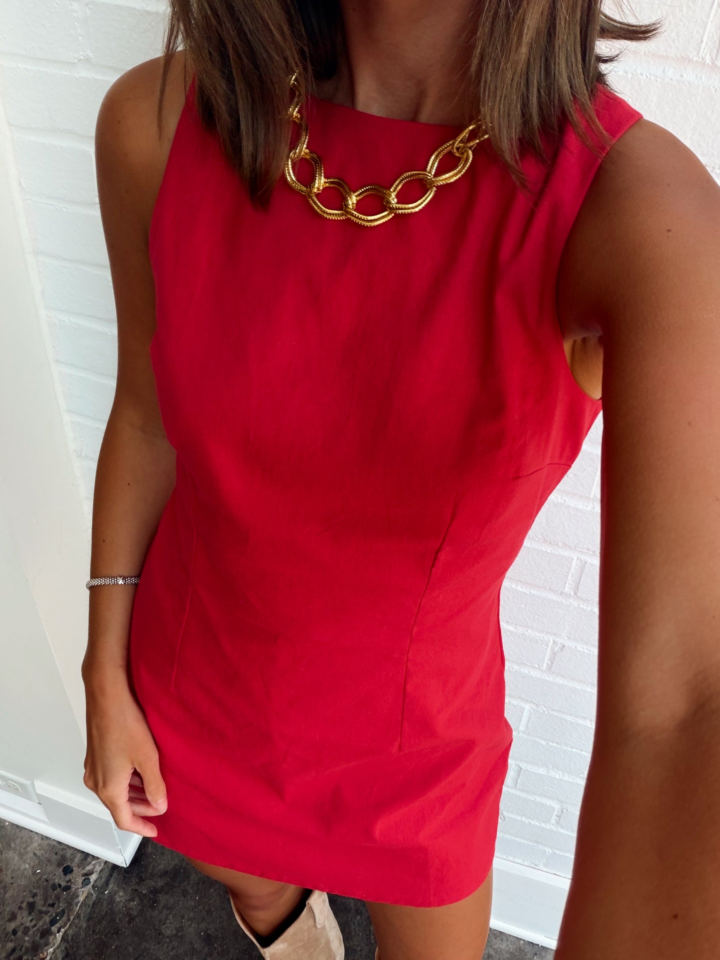 BOAT NECK MINI DRESS