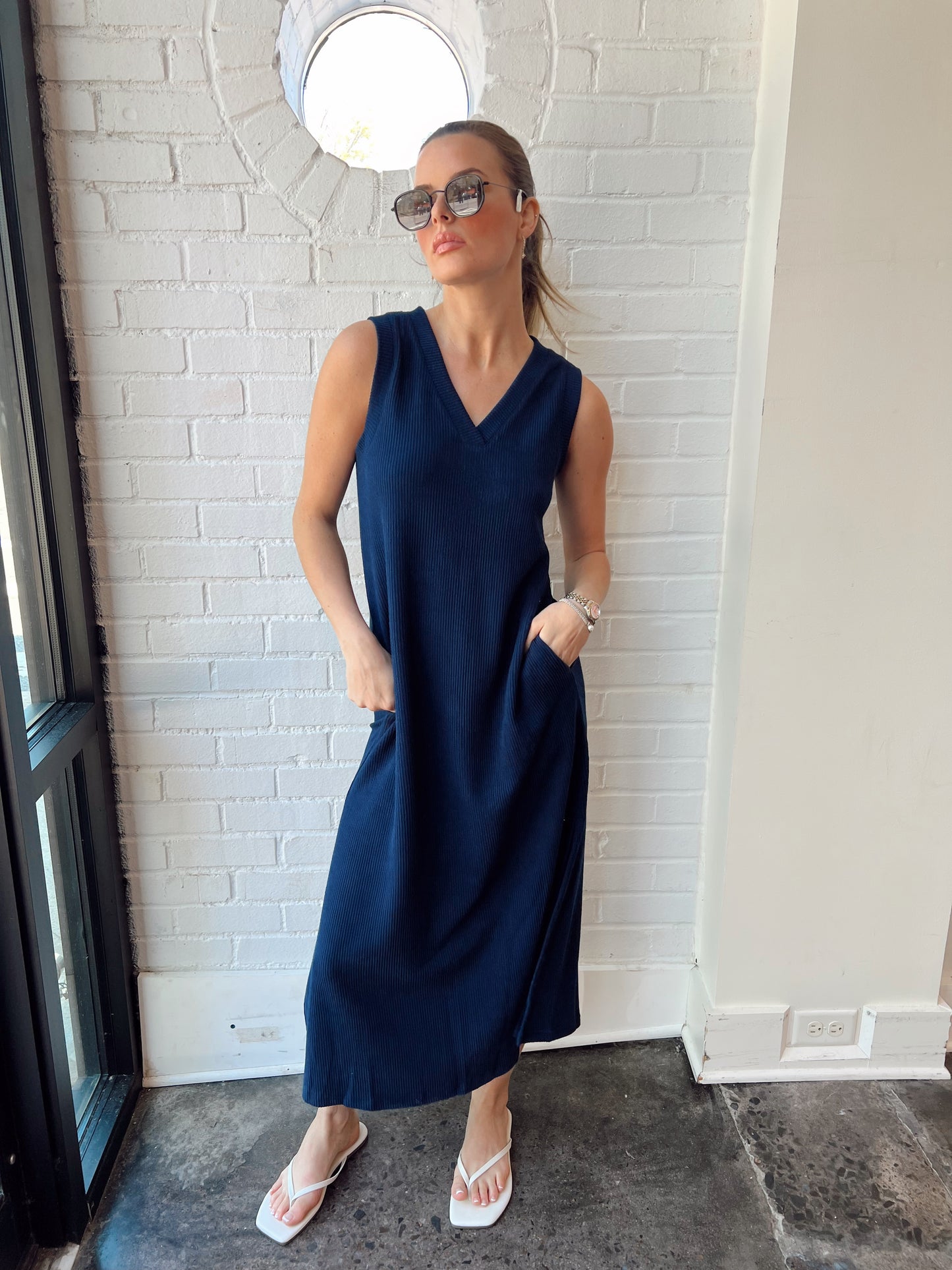 COAST V-NECK RIBBED MAXI