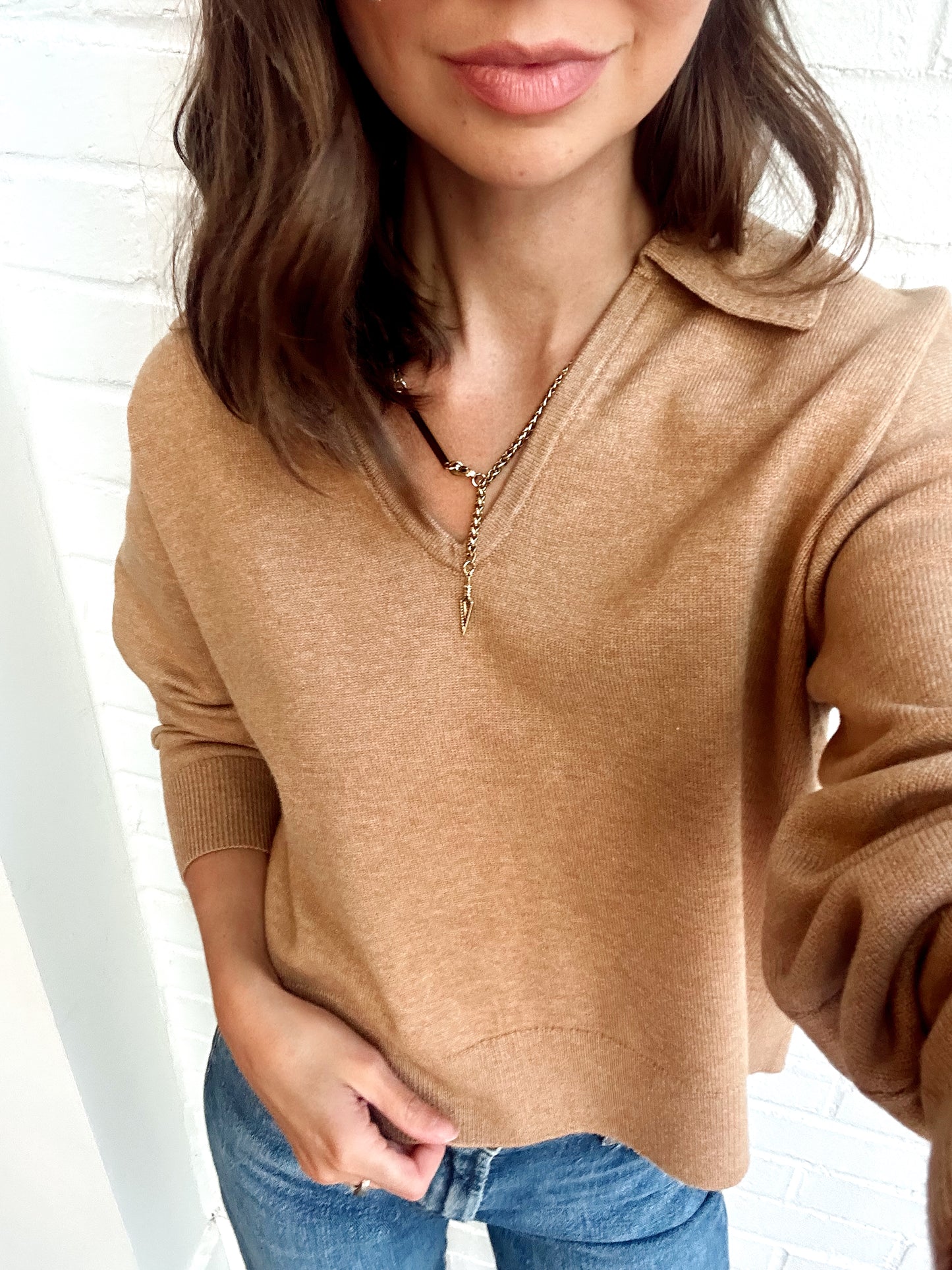 SLOANE KNIT COLLARED PULLOVER