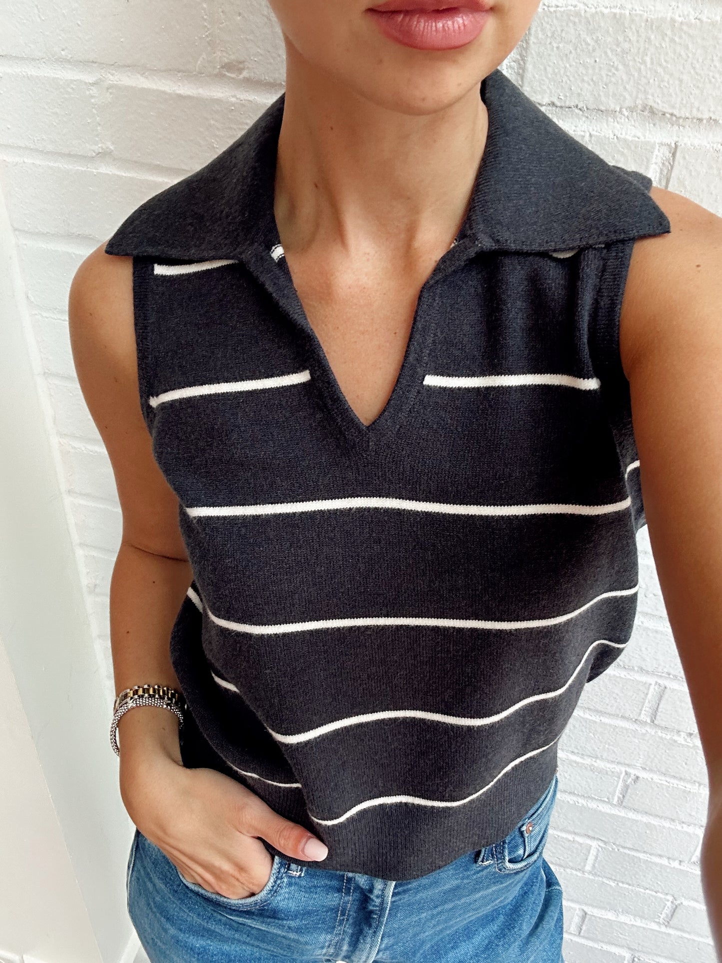 SLOANE KNIT COLLARED VEST