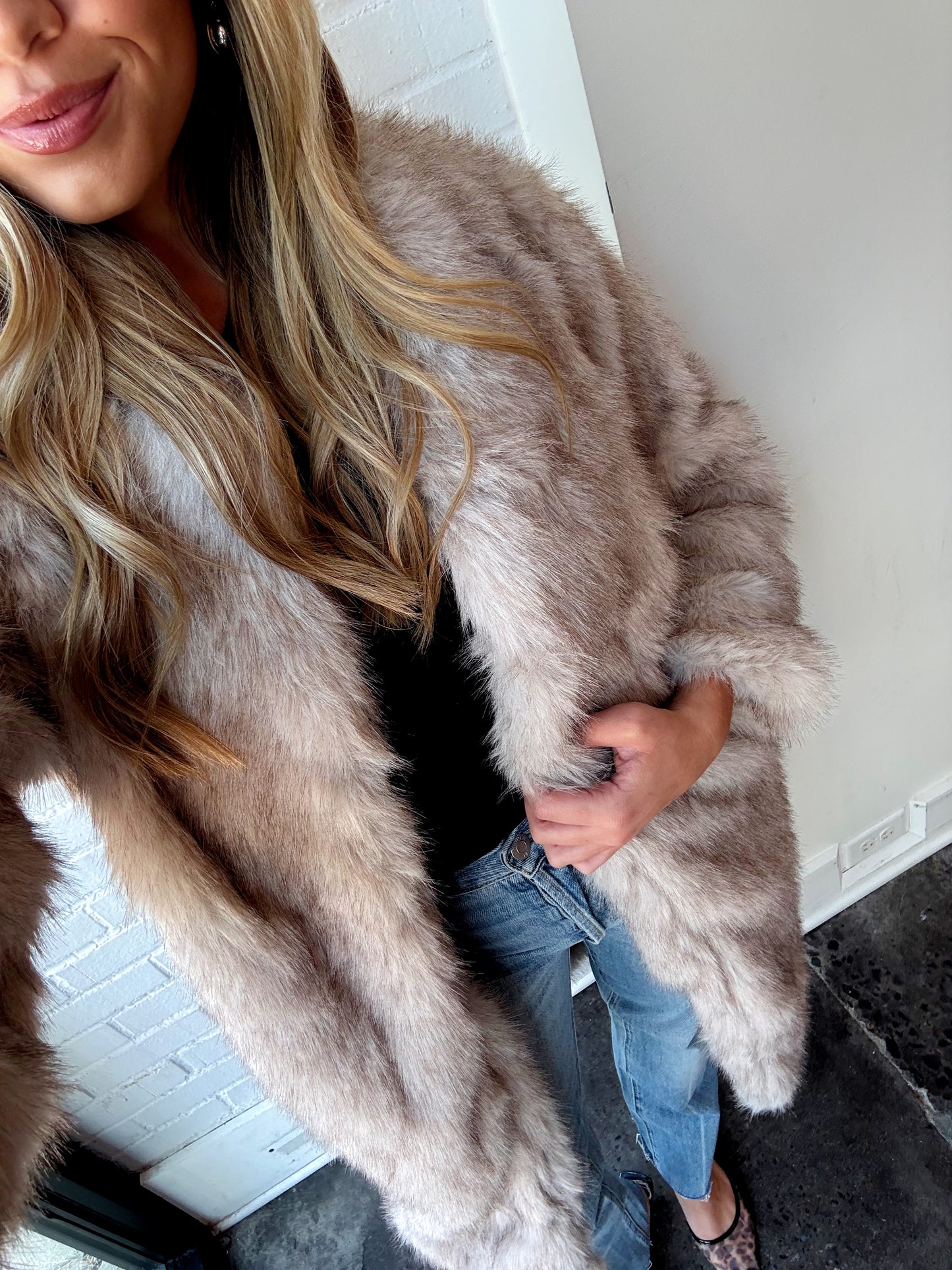 PIXIE TIPPED VEGAN FUR COAT