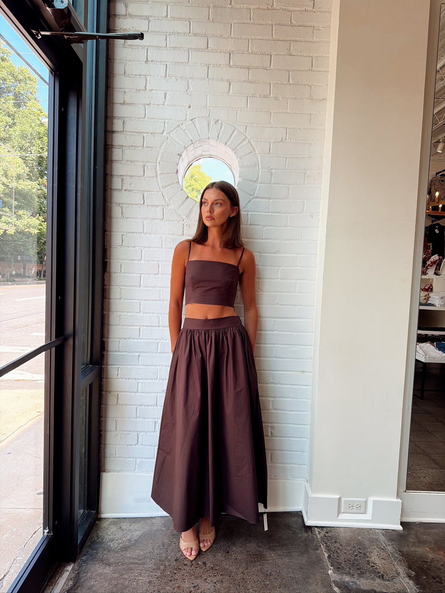 POPLIN MIDI SKIRT