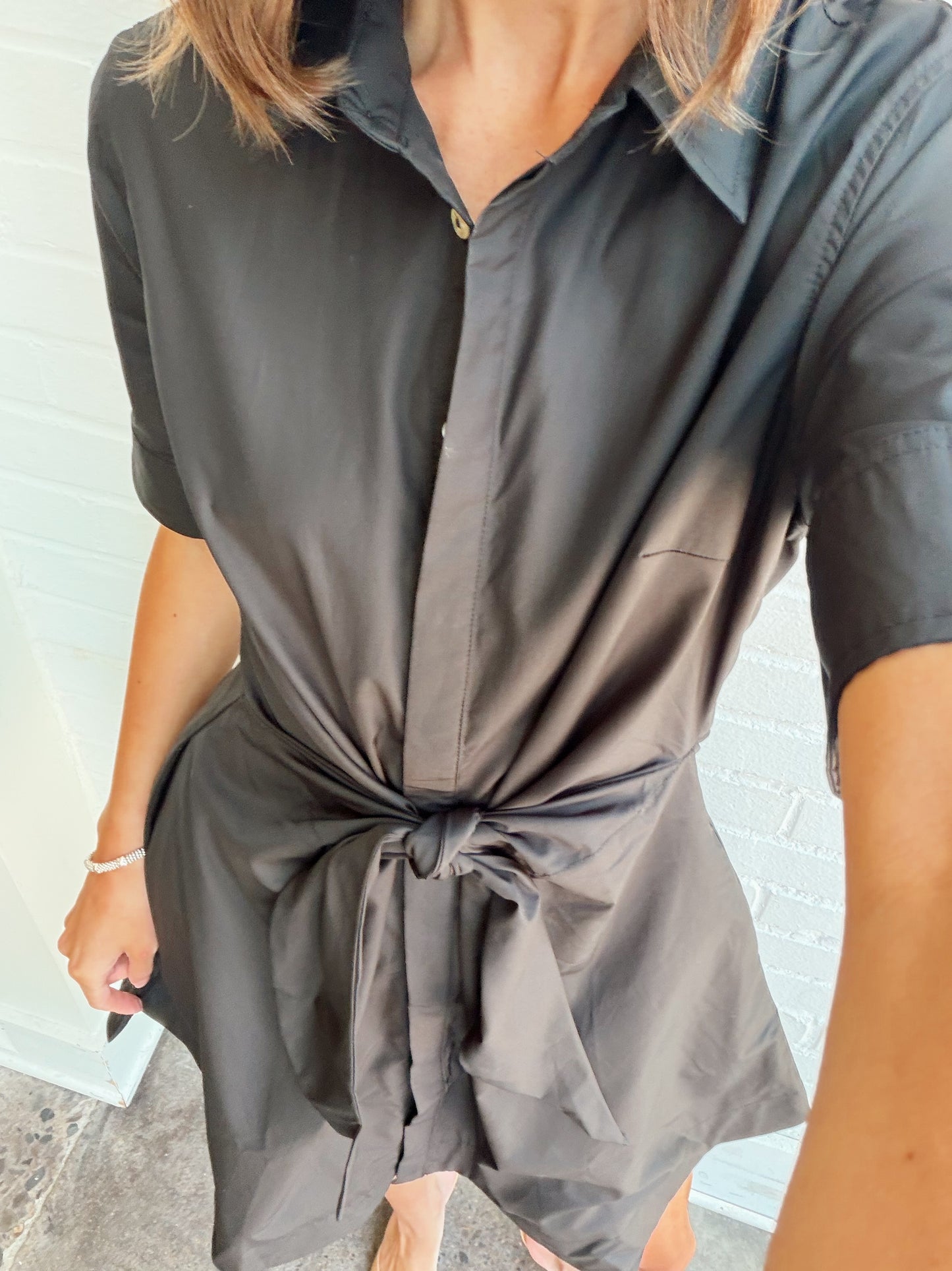 TIE-FRONT BUTTON DOWN MINI