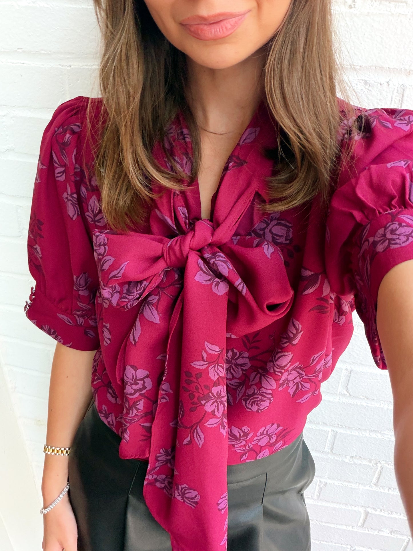 ZURUM FLORAL FLOSS NECK TIE BLOUSE