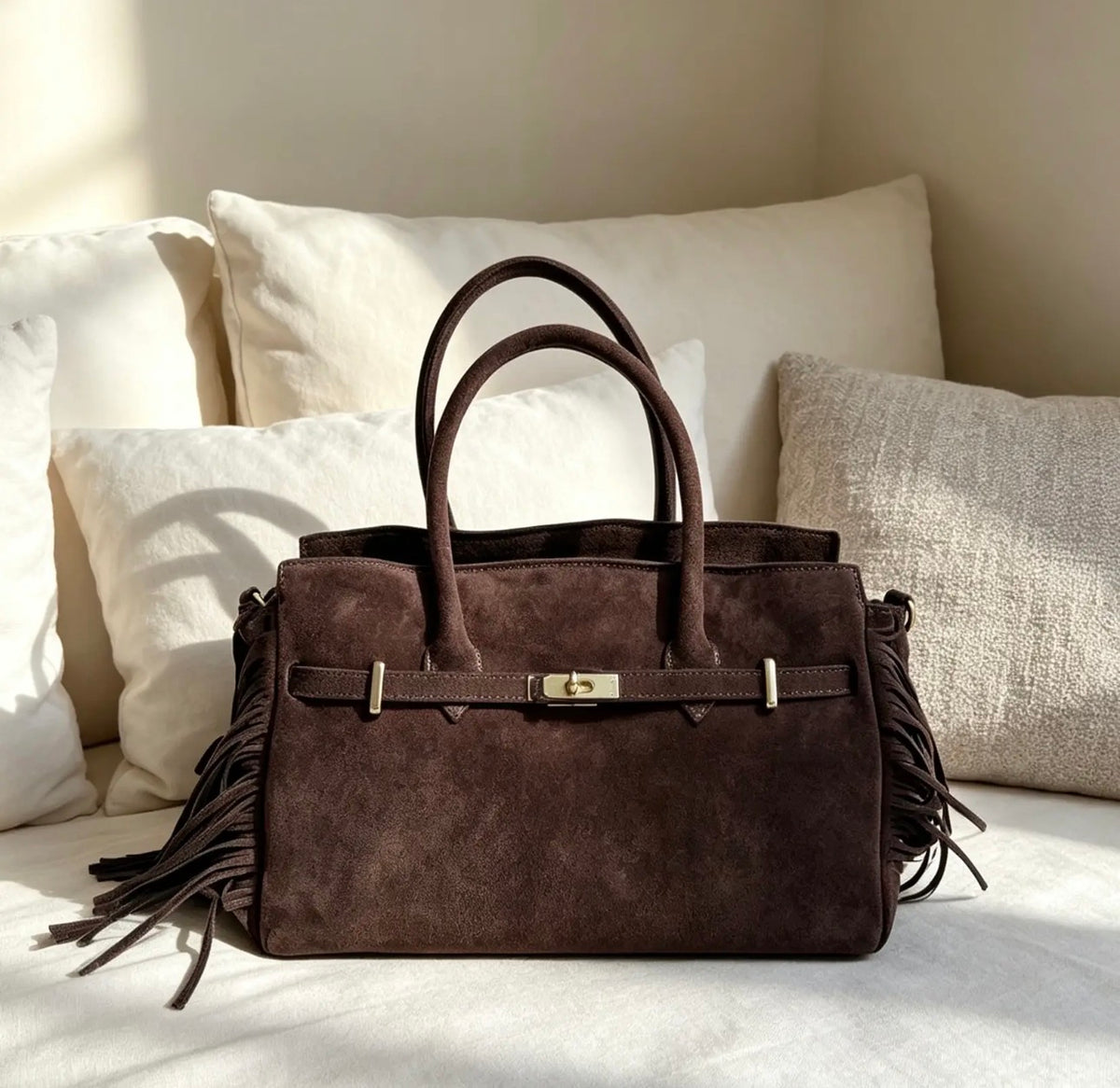 GENUINE SUEDE BAG WITH FRINGE