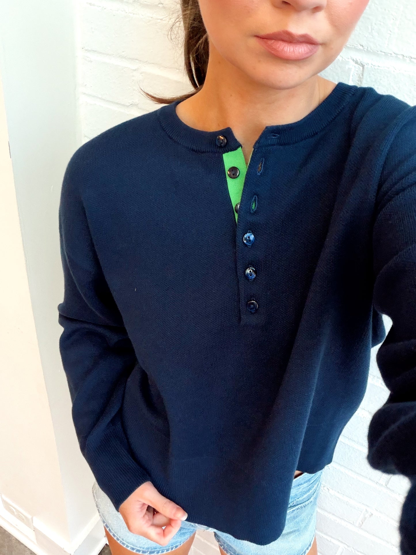 GENEVIEE SOLID DROP SHOULDER HENLEY