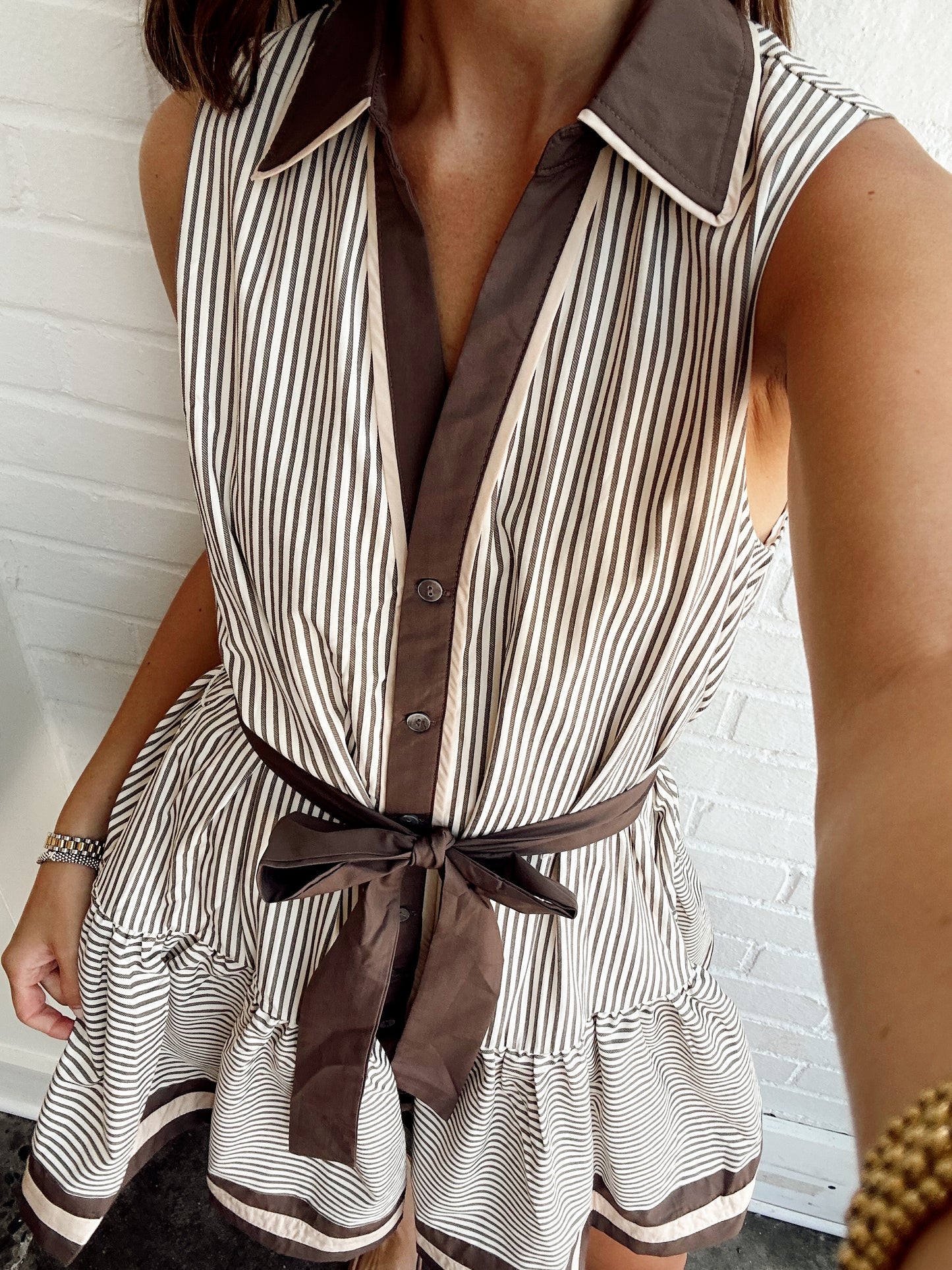 SLEEVELESS COLLAR STRIPE MINI