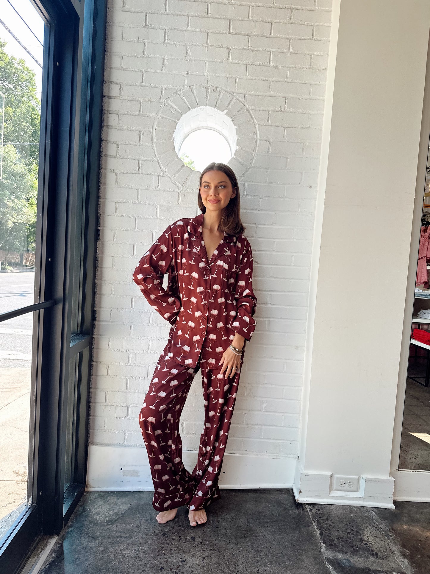 CLASSIC PJ SET- WINE SILKY