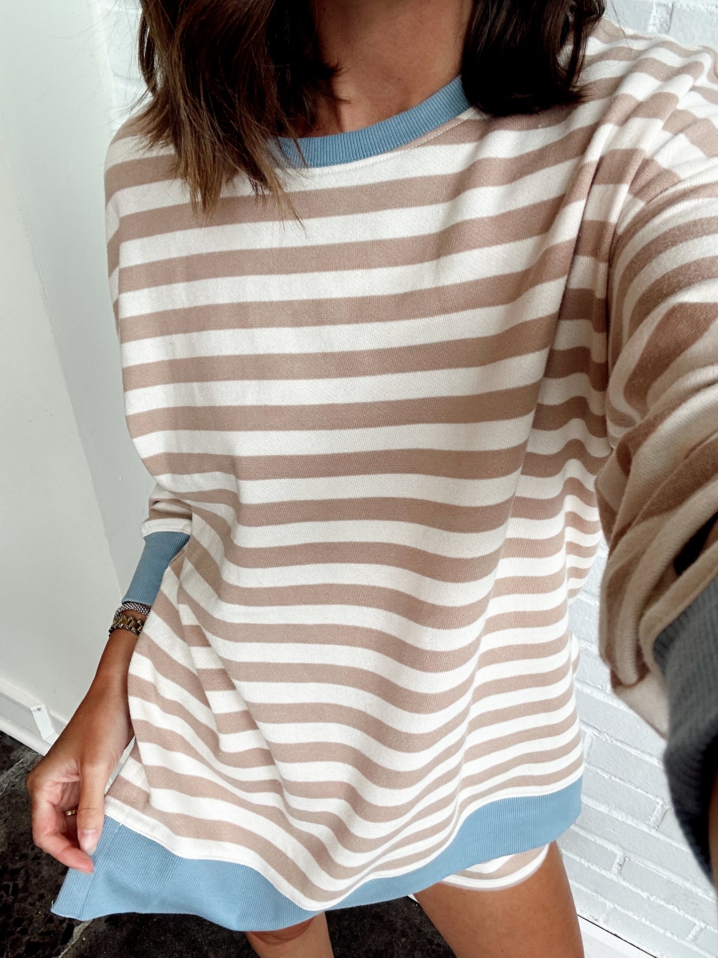 LAYER UP STRIPE SWEATSHIRT
