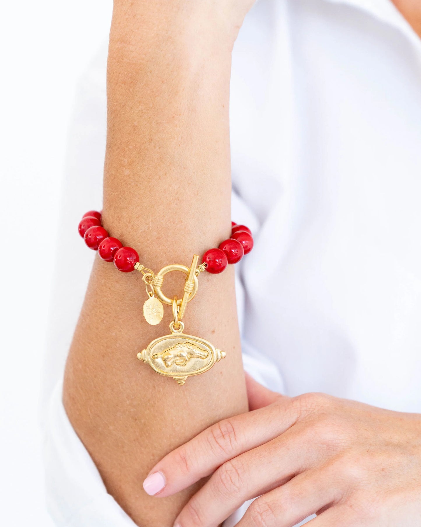 RAZORBACK RED CORAL BRACELET