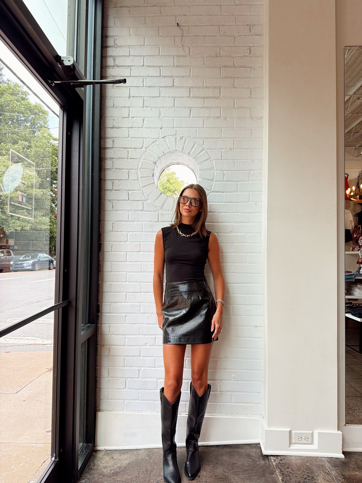 FAUX CROC MINI SKIRT