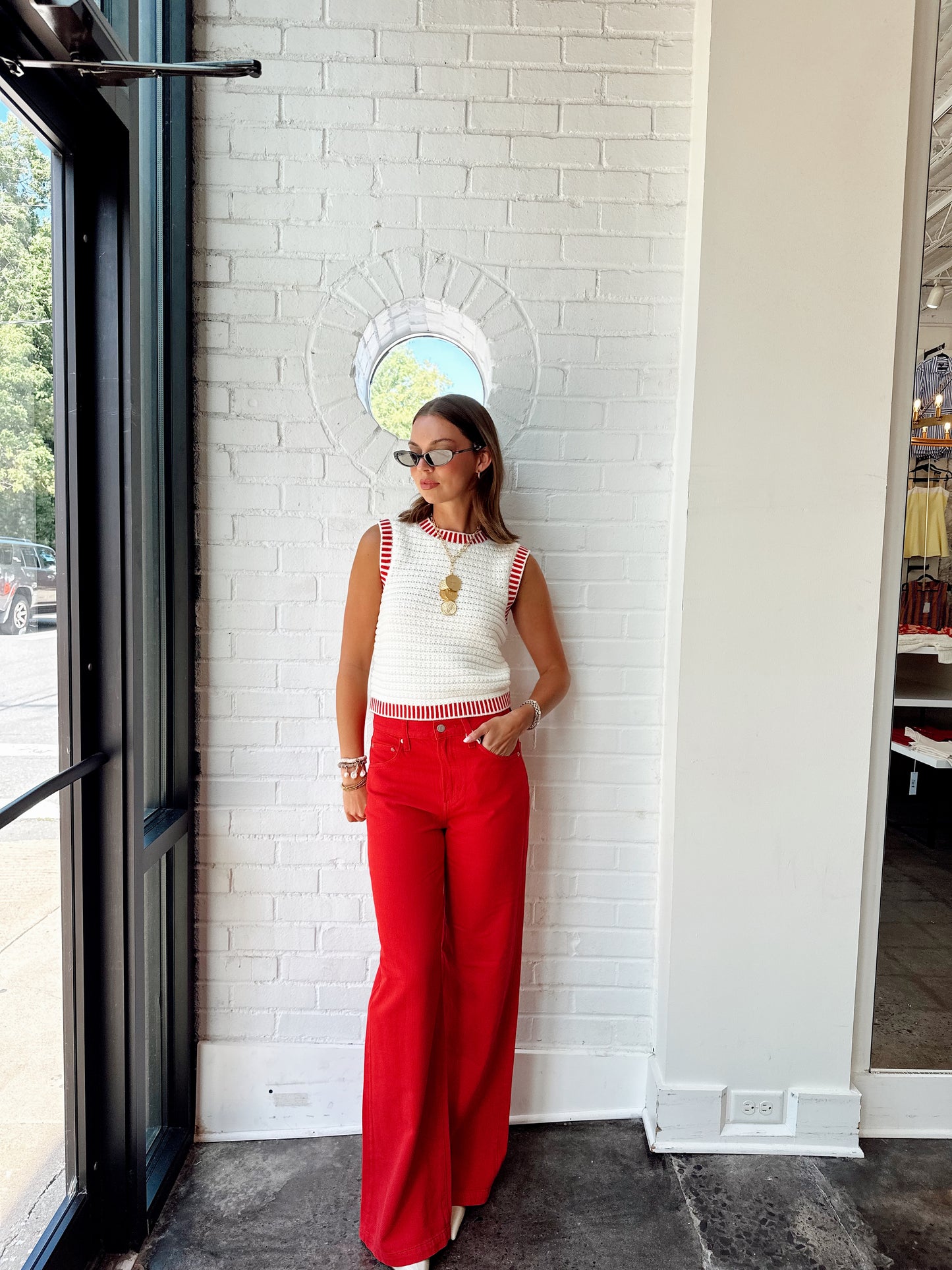 KNIT BORDERED TOP
