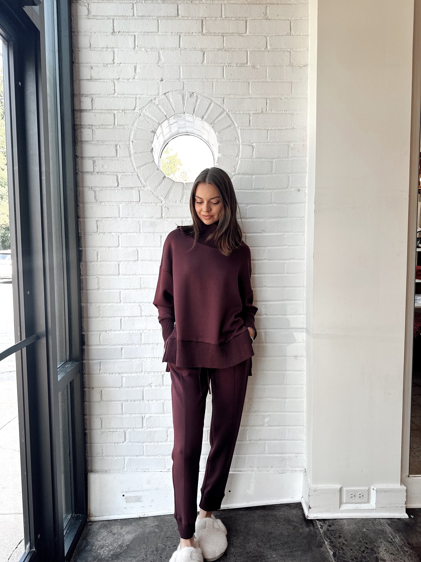 JOSELLE SOFT KNIT SWEATER RIB DRAWSTRING JOGGERS