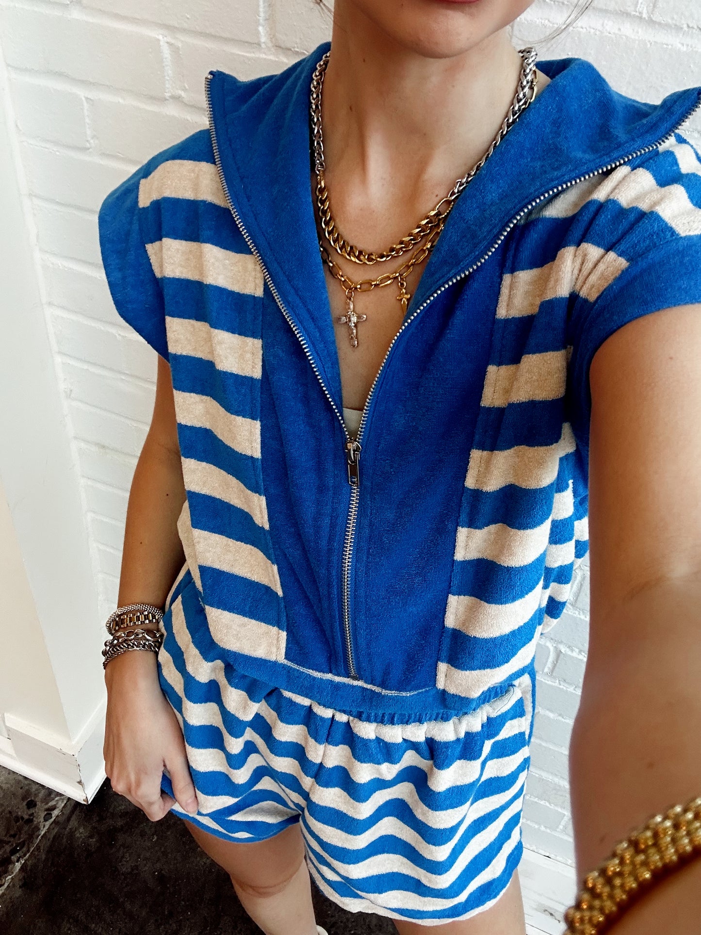 STRIPED SLEEVELESS ROMPER