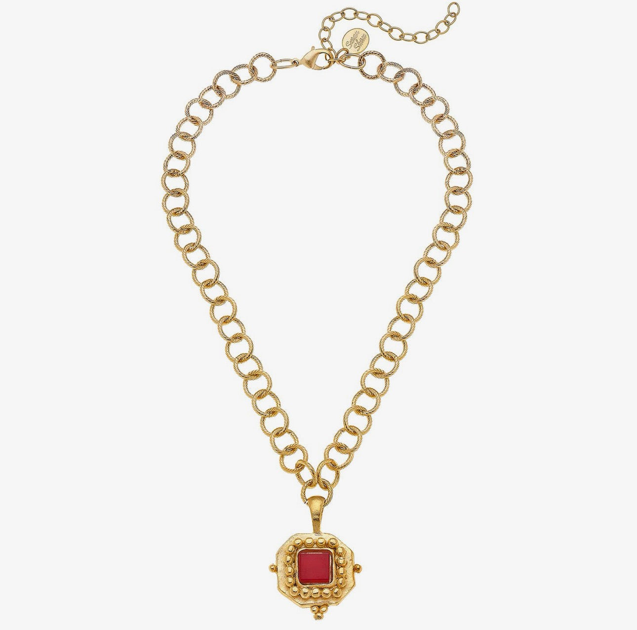 SQUARE FRENCH GLASS NECKLACE