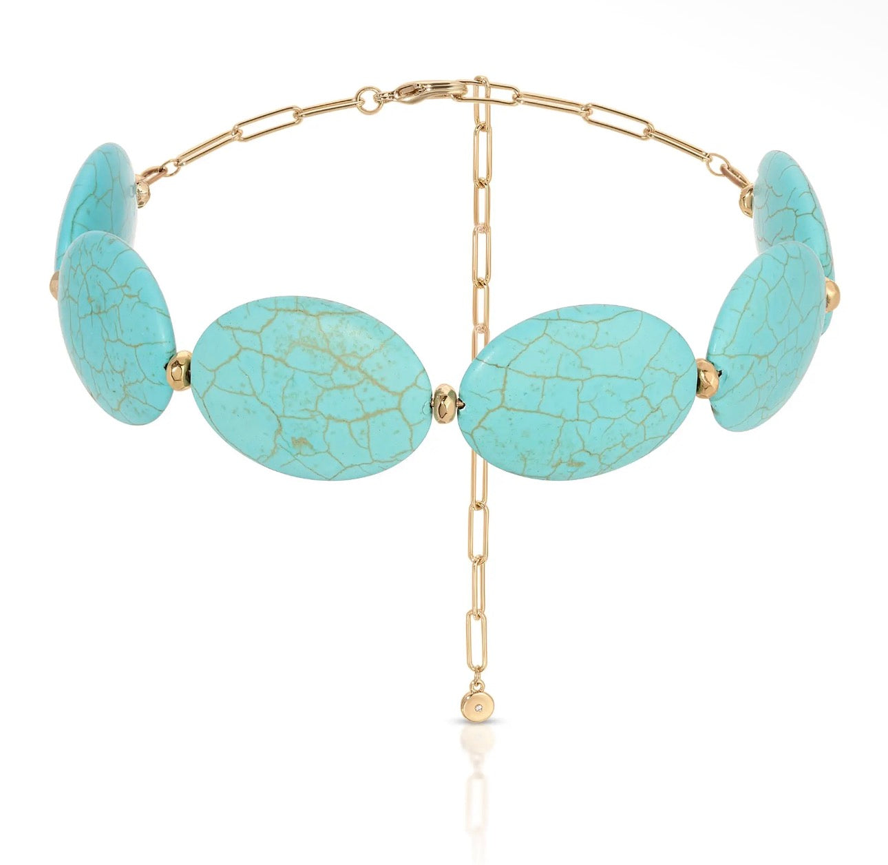 OVAL TURQ STONES STATEMENT CHOKER