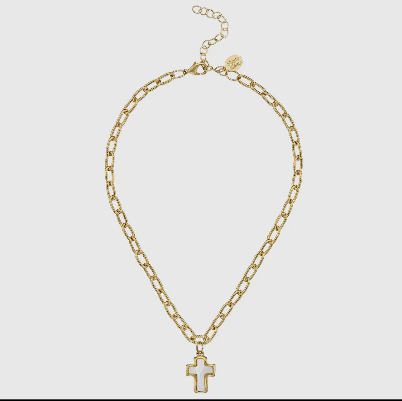 MOTHER OF PEARL CROSS NECKLACE