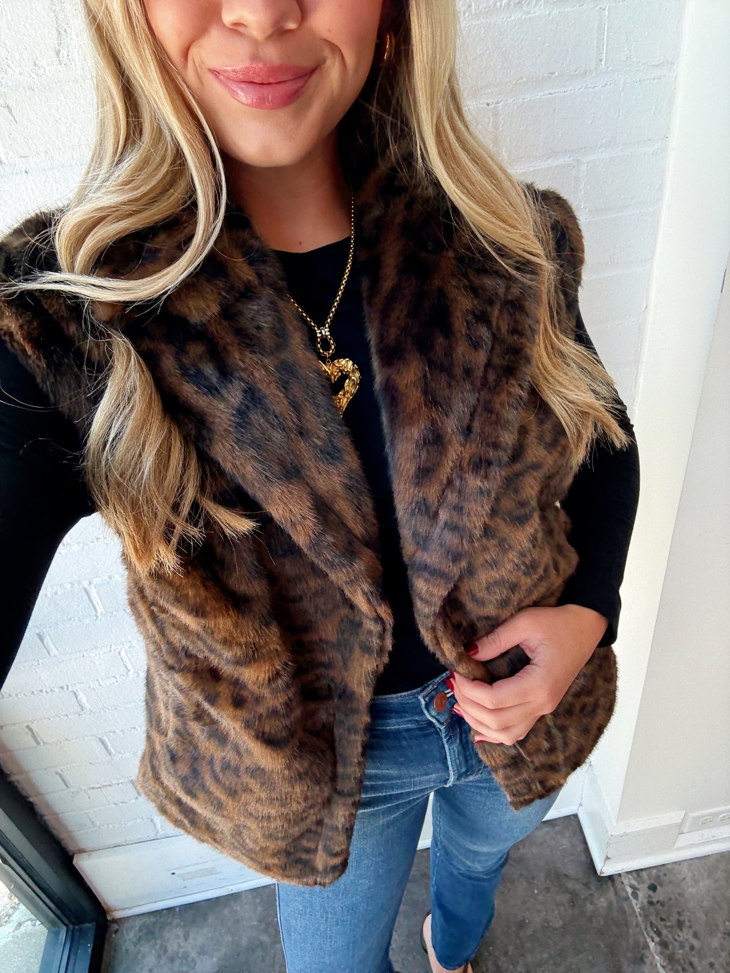 WAVERLY LEOPARD FAUX FUR VEST