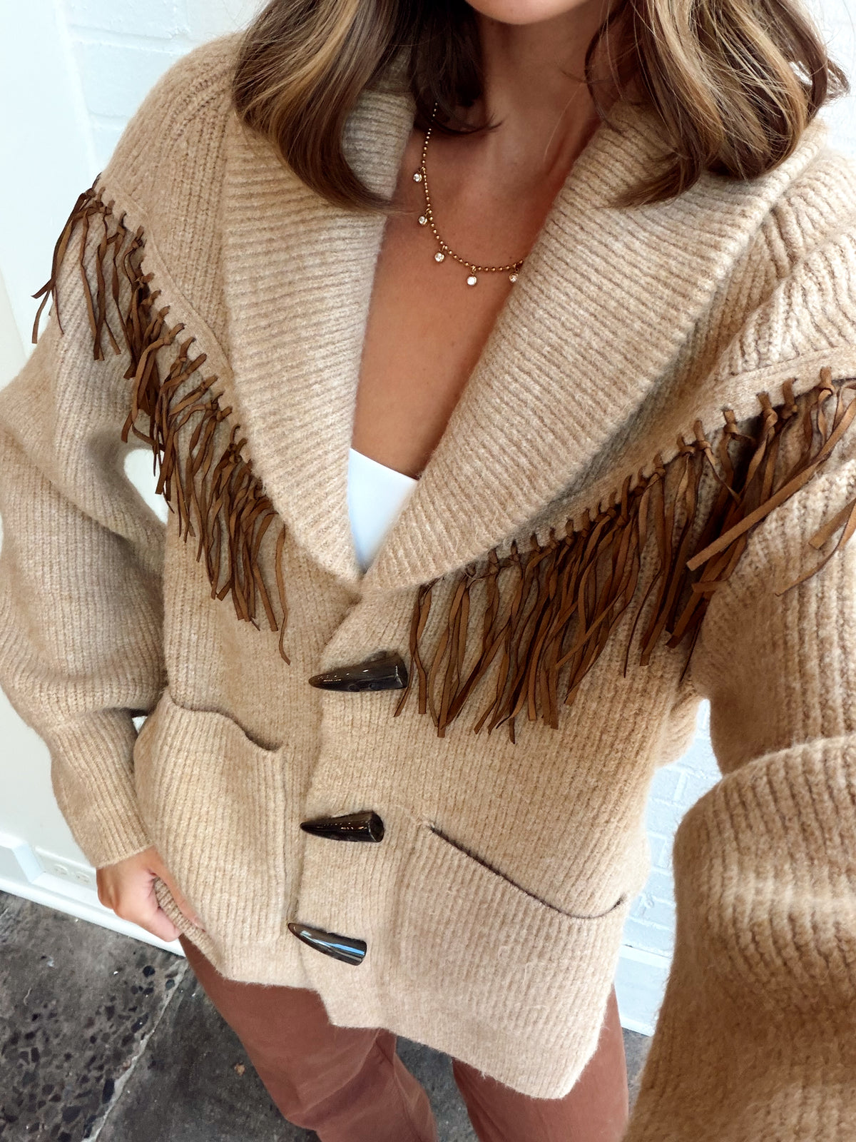 NELLA FRINGE KNIT CARDIGAN