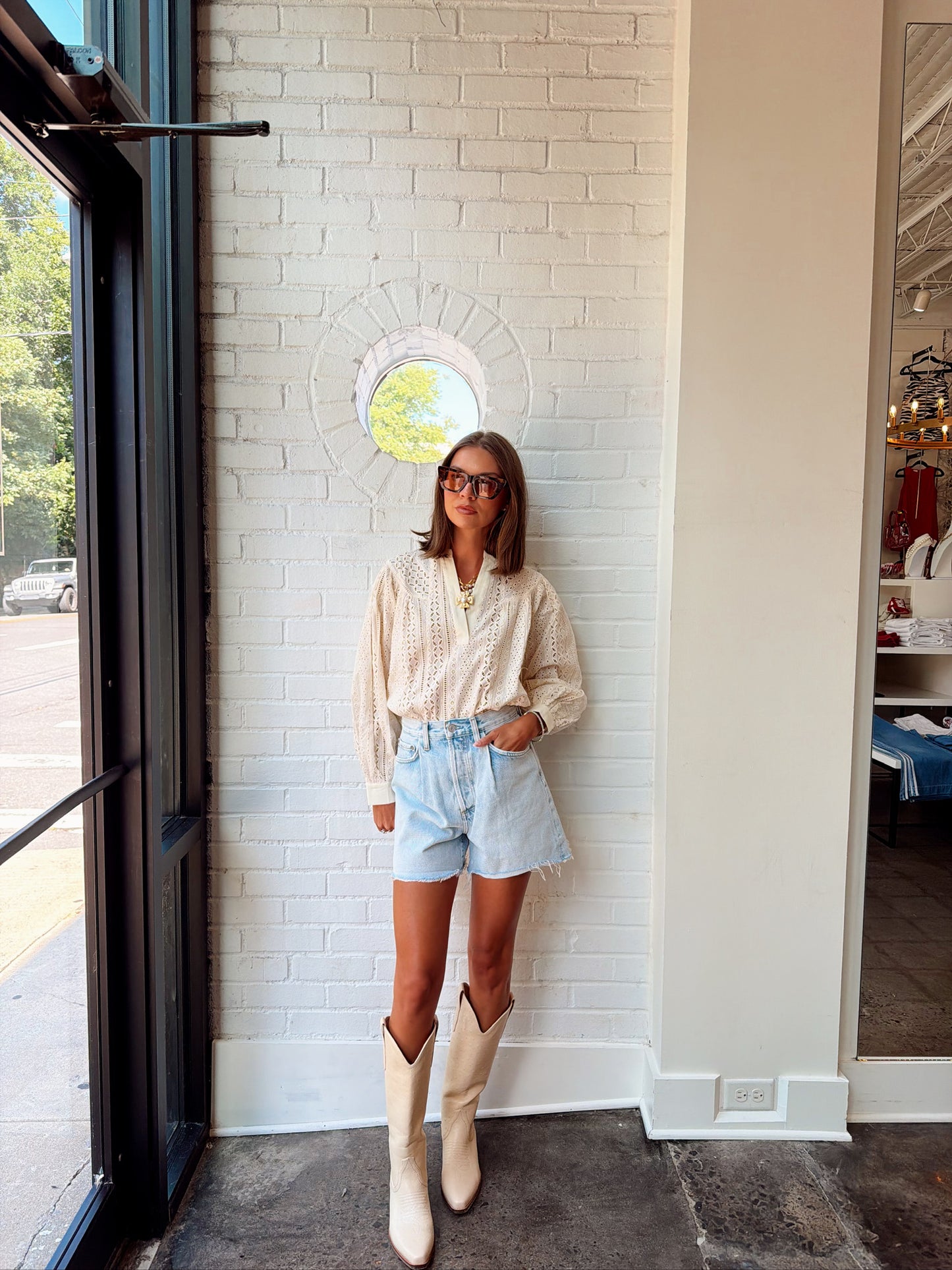 STEVIE EYELET TOP