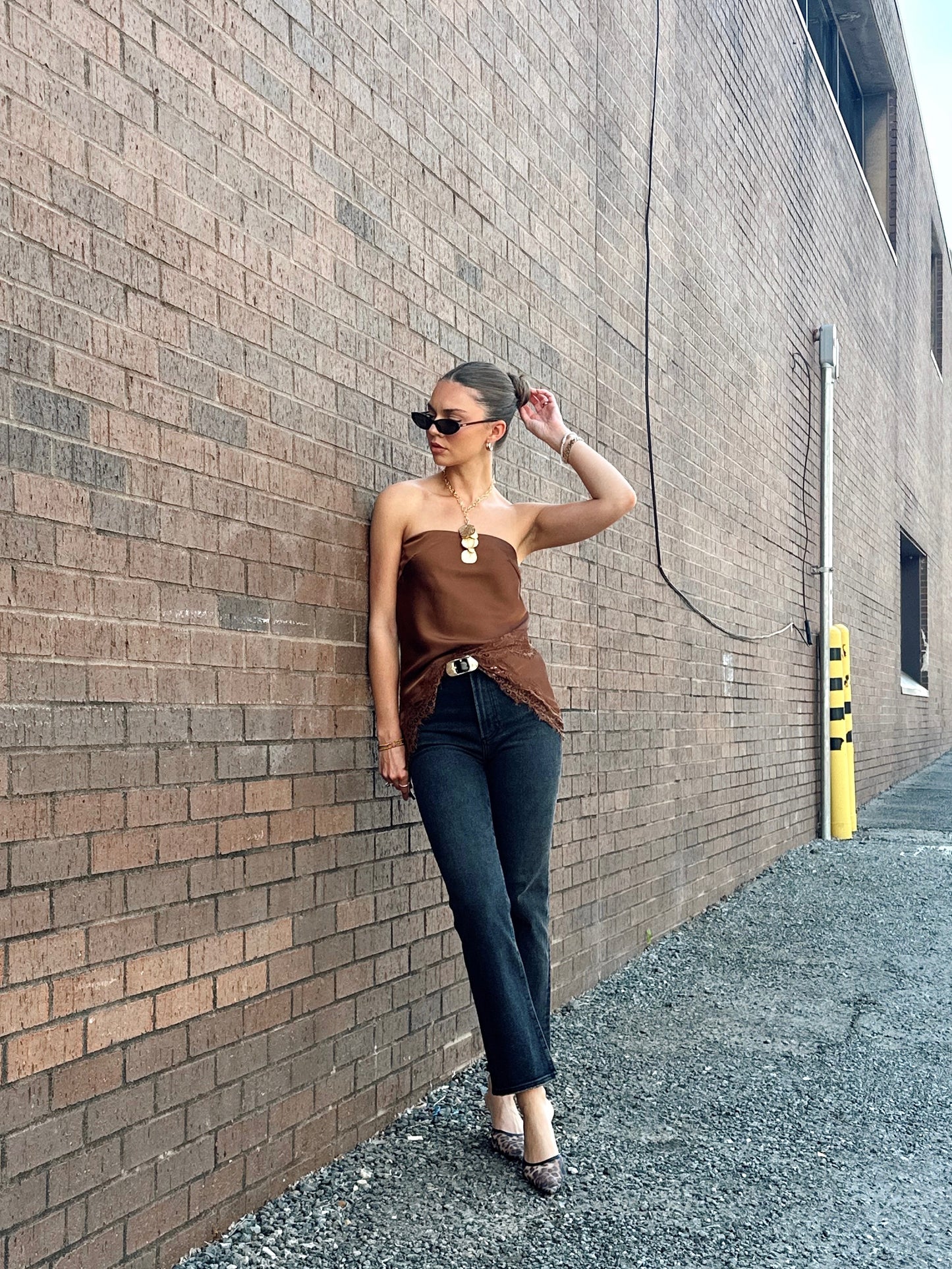 SATIN AND LACE TUBE TOP