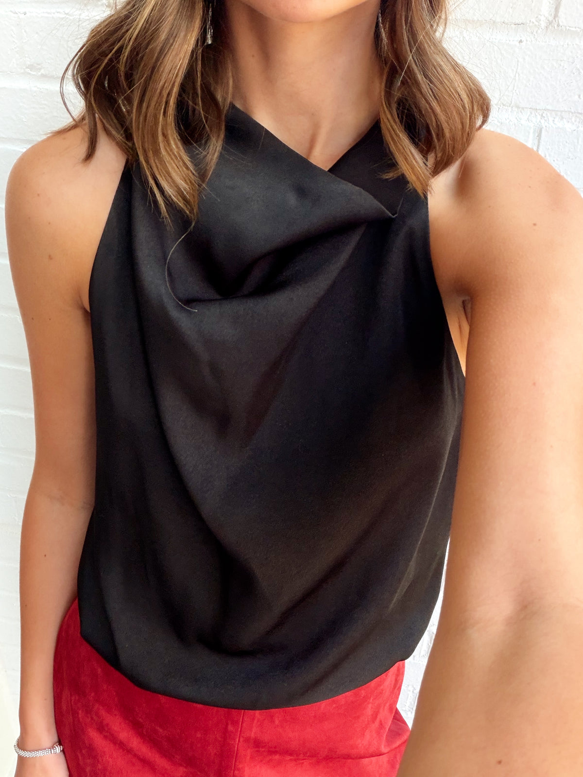 SATIN COWL NECK BLOUSE