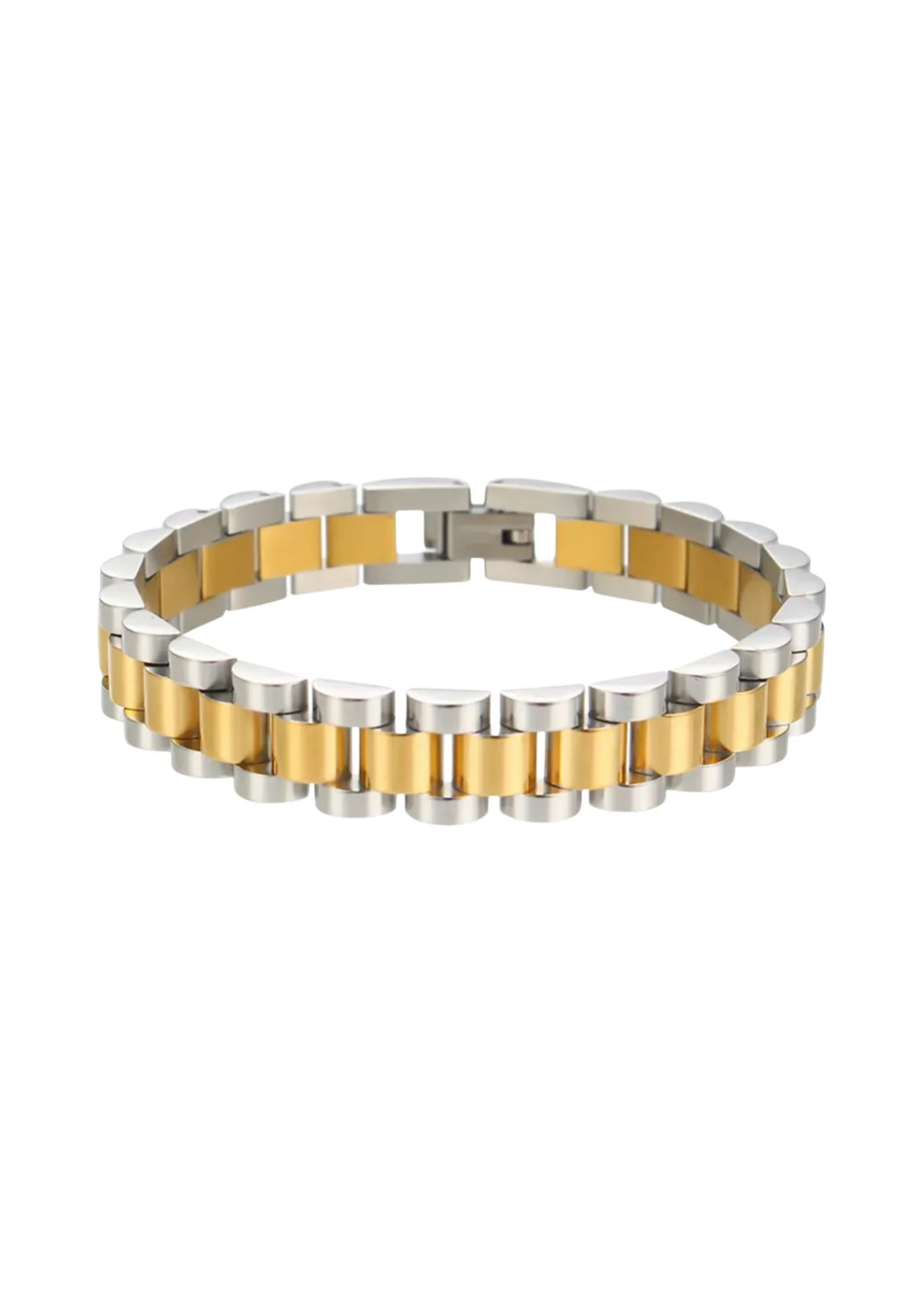 TWO TONED WRISTWATCH CHAIN BRACELET