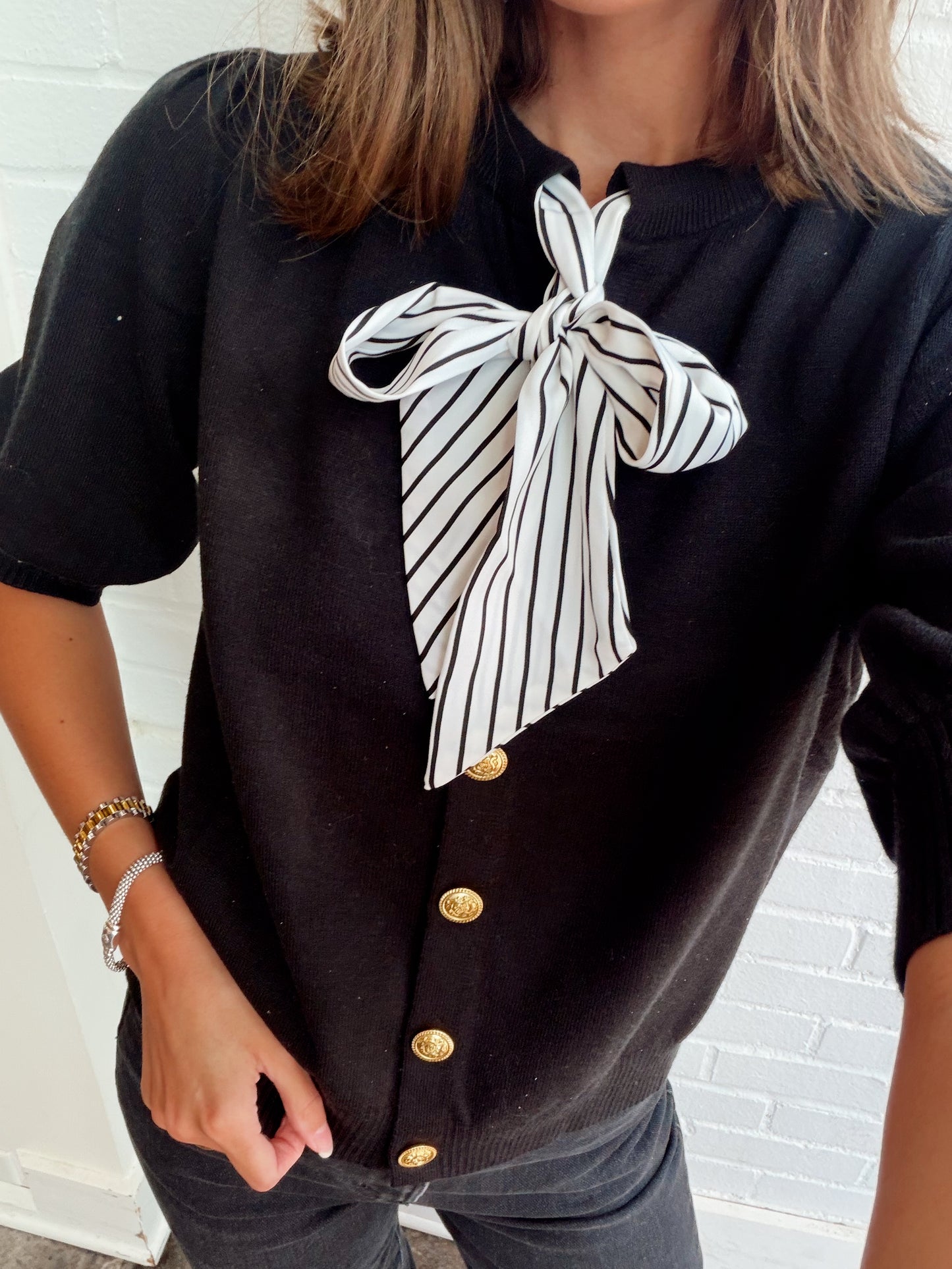 SATIN TIE SWEATER CARDIGAN