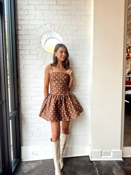 STRUCTURED TAFFETA POLKA DOT DRESS