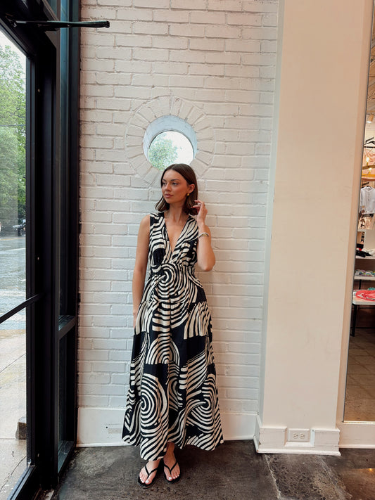 GENEVIEVE DRESS- ONYX WAVES
