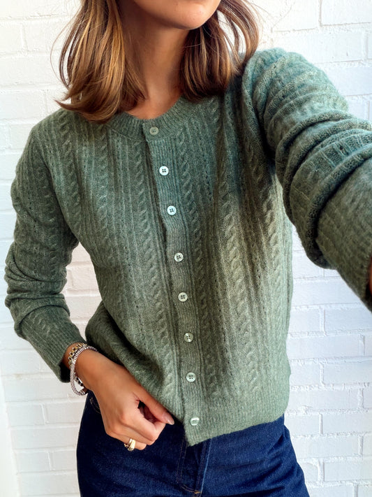 MEDINA POINTELLE CARDIGAN- MONSTERA