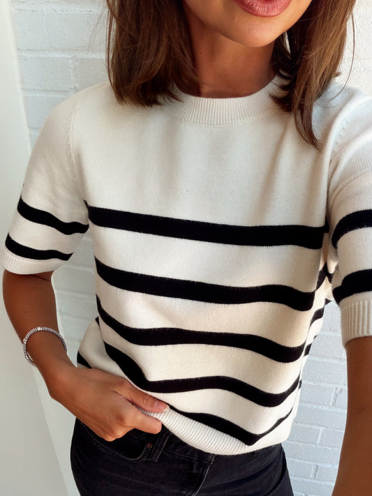 SLOANE KNIT SS STRIPE TOP