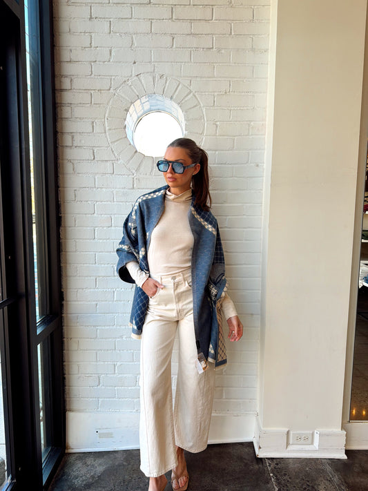 EQUESTRIAN BLUE REVERSIBLE WRAP