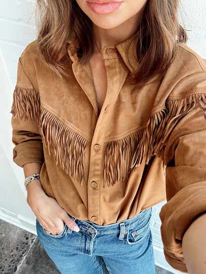 CLEA FAUX SUEDE TOP