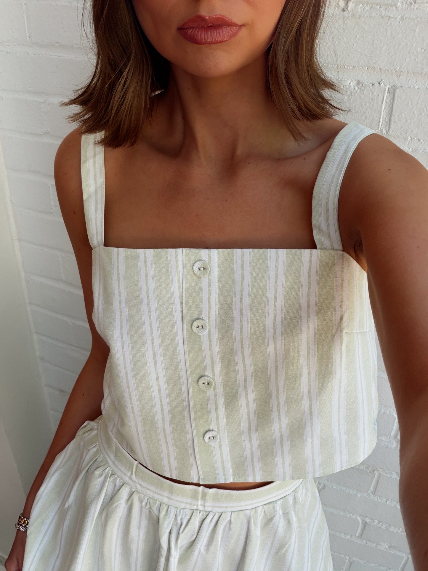 STRIPED CROP TOP & MIDI SKIRT SET